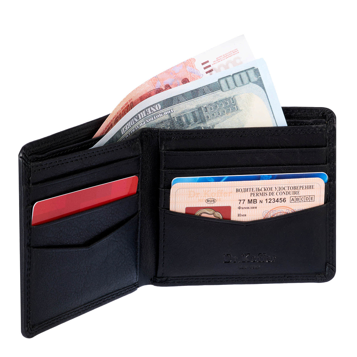 Портмоне Dr.Koffer из натуральной кожи черное