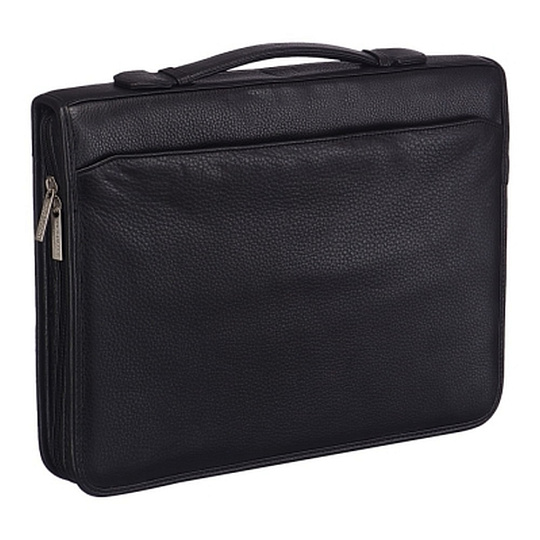 Папка для документов из черной кожи на молнии с ручкой Dr.Koffer G231980-01-04
