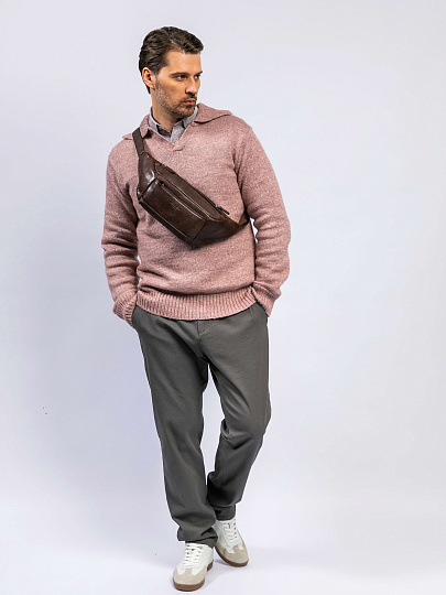 Сумка на пояс Dr. Koffer из натуральной кожи коричневая