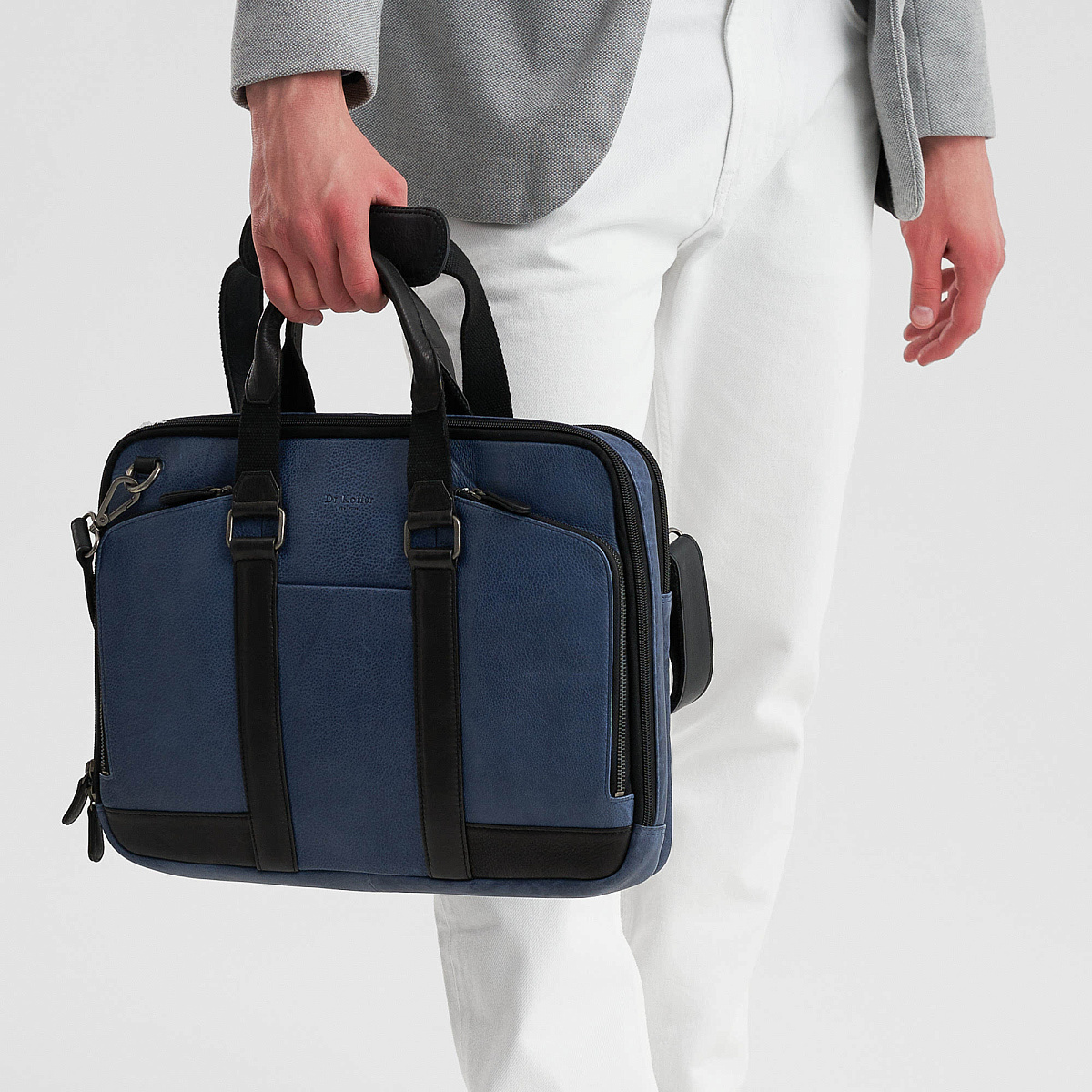 Деловая сумка Dr.Koffer из натуральной кожи синяя