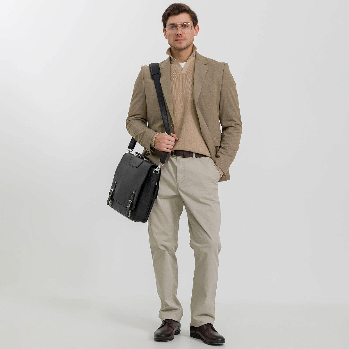 Портфель Dr.Koffer из натуральной кожи черный