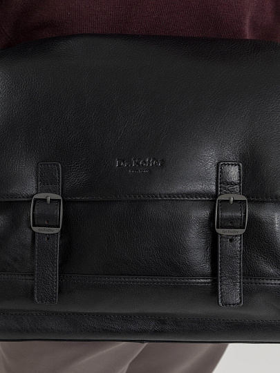 Деловая сумка Dr.Koffer из натуральной кожи черная