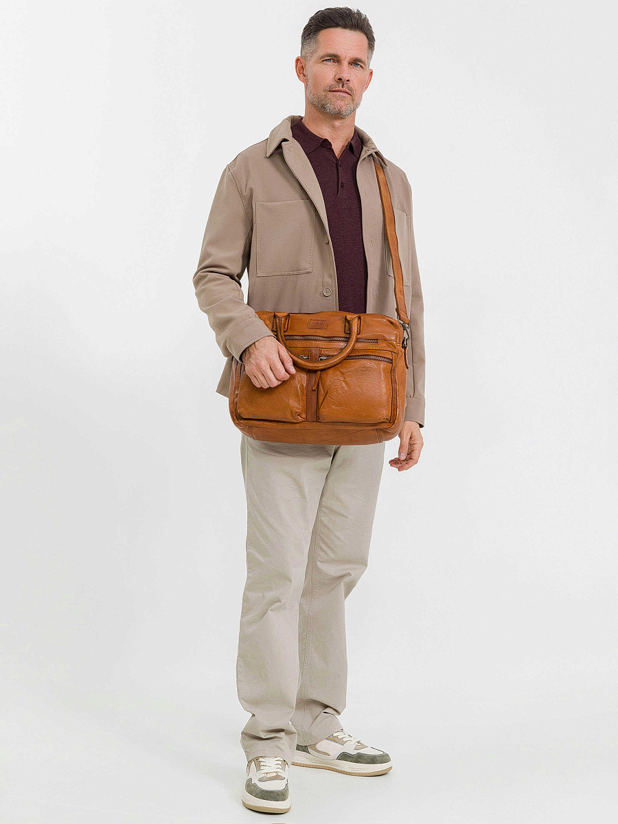 Деловая сумка Dr.Koffer из натуральной кожи коричневая