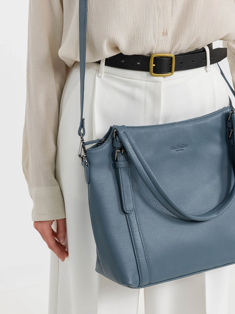 Женская сумка Dr.Koffer из натуральной кожи голубая