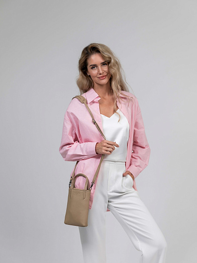 Сумка через плечо Dr.Koffer из натуральной кожи бежевая