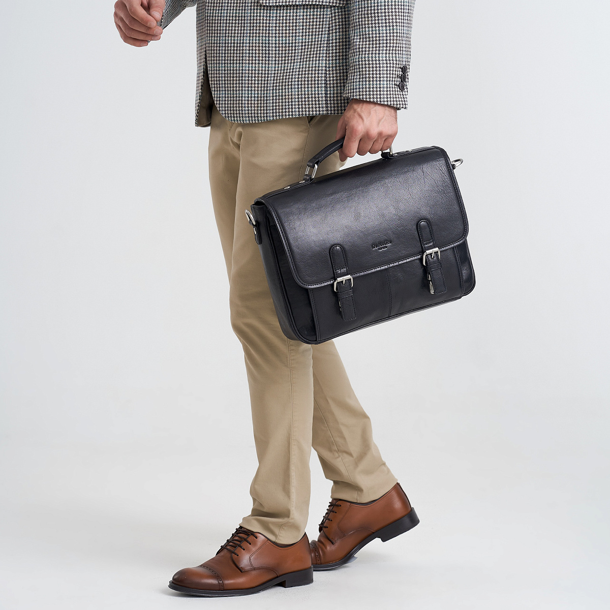 Портфель Dr.Koffer из натуральной кожи черный