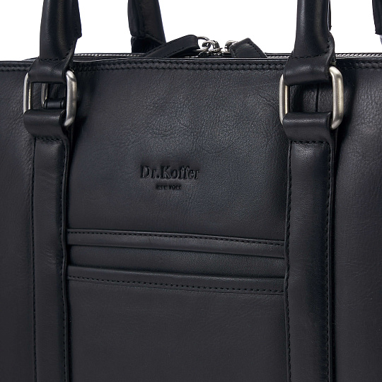 Деловая сумка Dr.Koffer из натуральной кожи черная