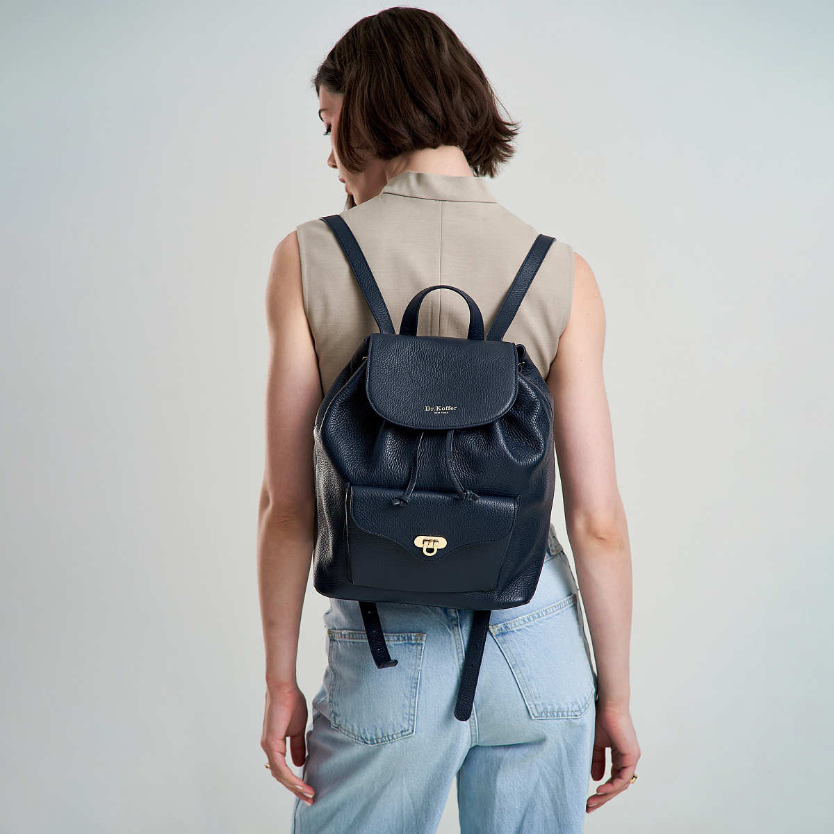 Рюкзак Dr. Koffer из натуральной кожи синий