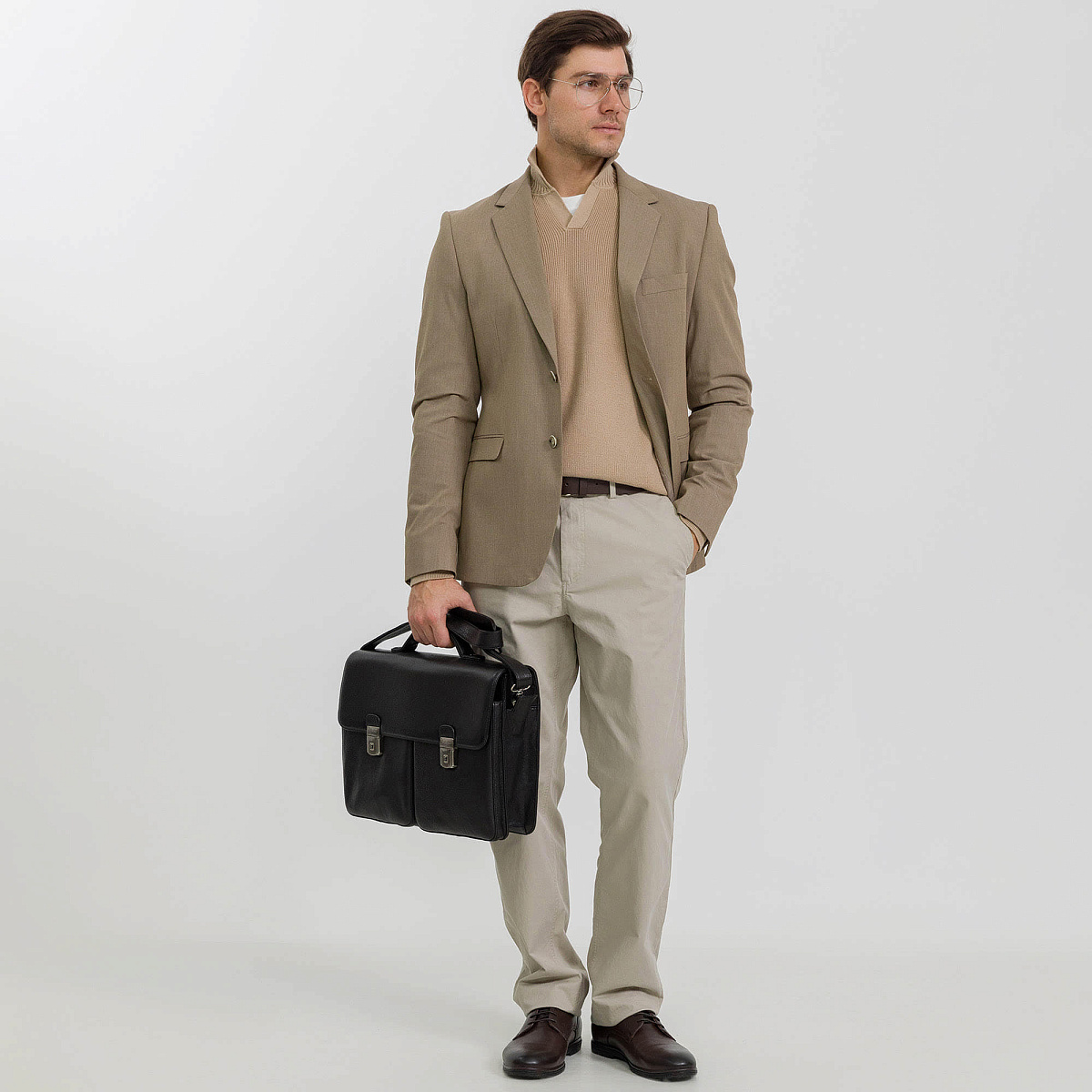 Портфель Dr.Koffer из натуральной кожи черный