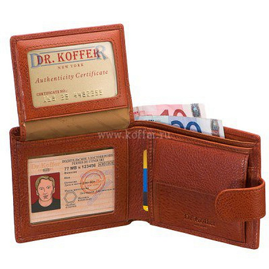 Портмоне Dr.Koffer из натуральной кожи светло-коричневое