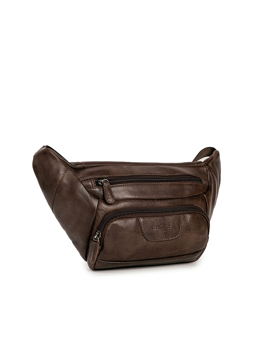 Сумка на пояс Dr. Koffer из натуральной кожи коричневая
