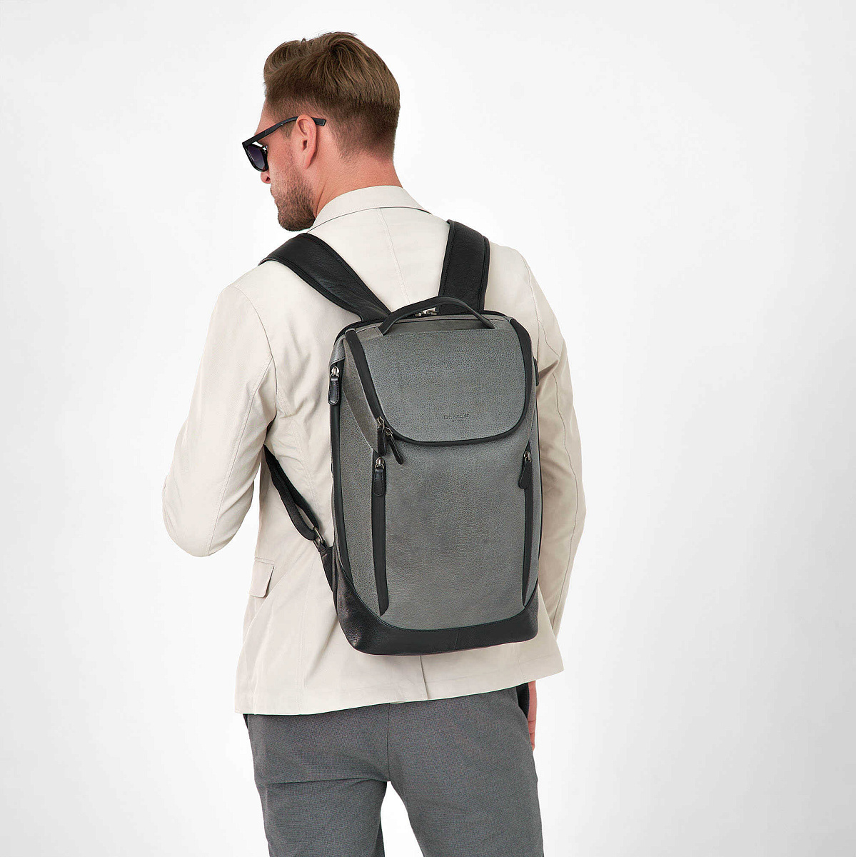 Рюкзак Dr.Koffer из натуральной кожи серый