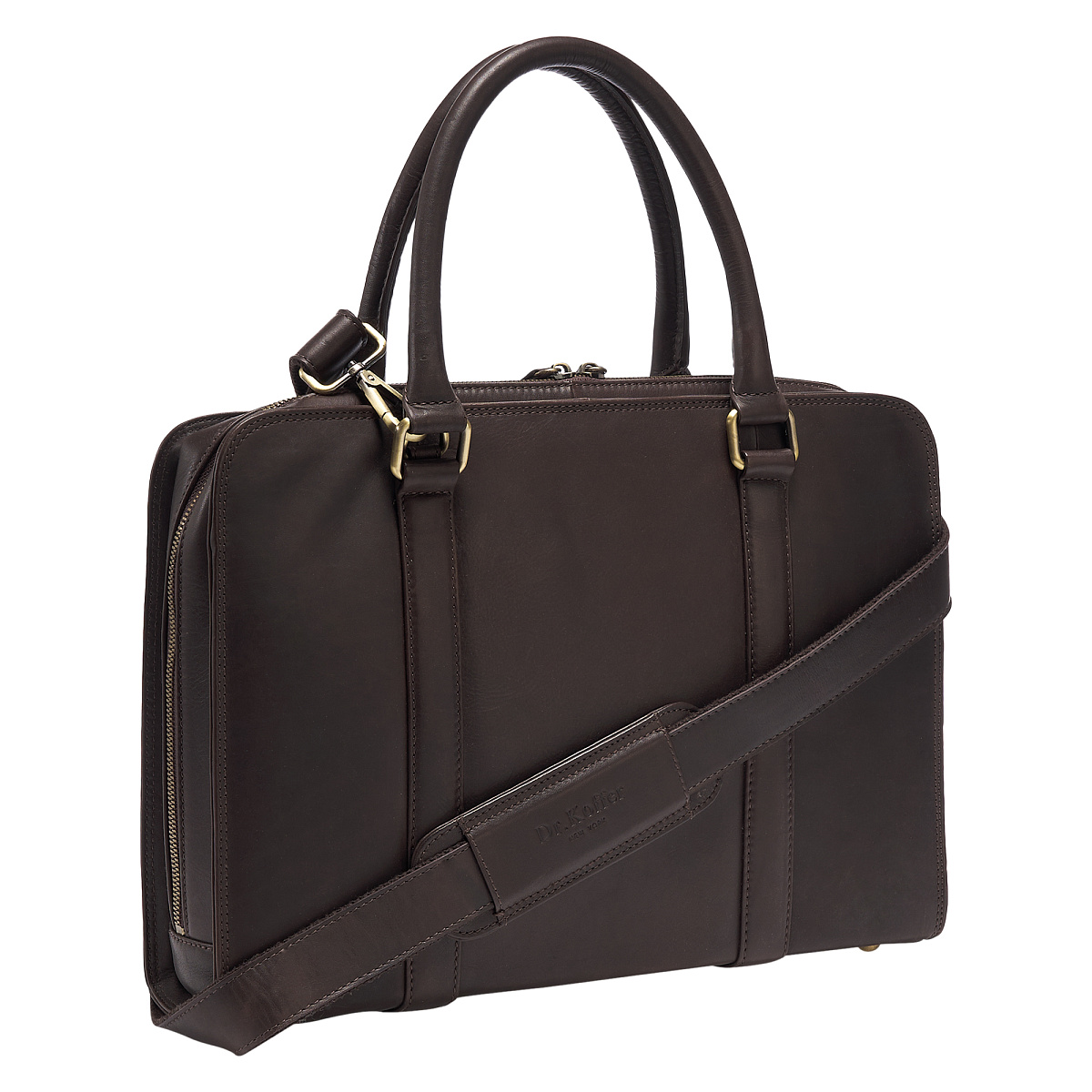 Деловая сумка Dr.Koffer из натуральной кожи темно-коричневая