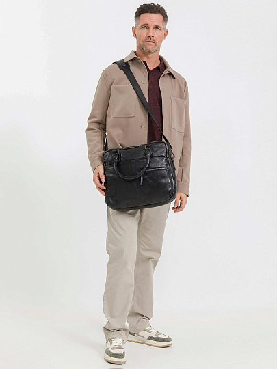 Деловая сумка Dr.Koffer из натуральной кожи черная