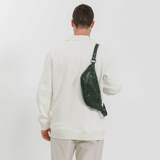 Сумка на пояс Dr. Koffer из натуральной кожи зеленая