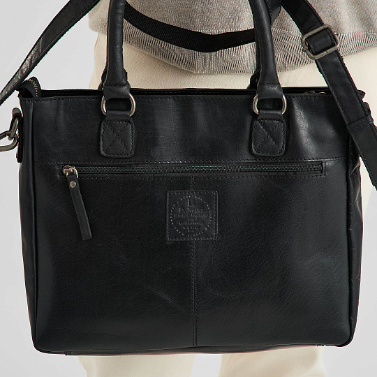 Деловая сумка Dr.Koffer из натуральной кожи черная