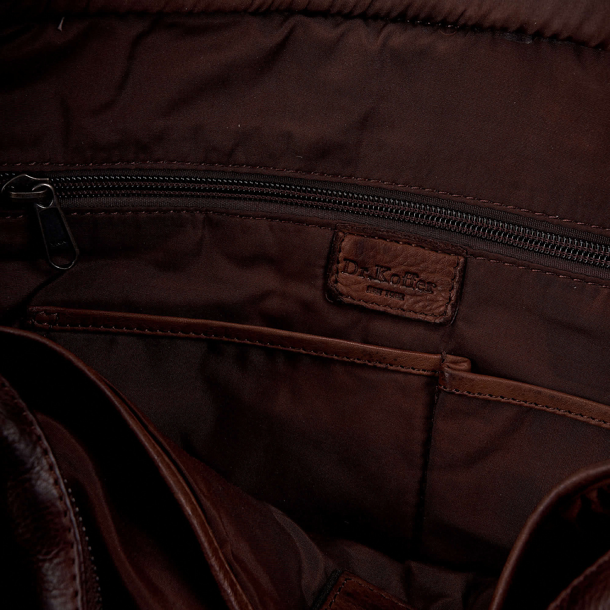 Деловая сумка Dr.Koffer из натуральной кожи темно-коричневая