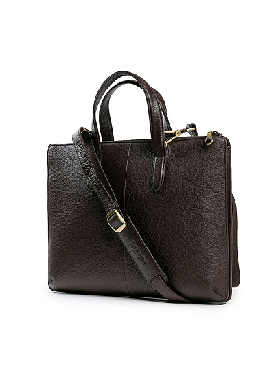 Деловая сумка Dr.Koffer из натуральной кожи темно-коричневая