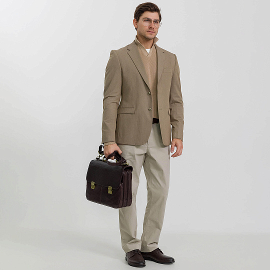 Портфель Dr.Koffer из натуральной кожи темно-коричневый