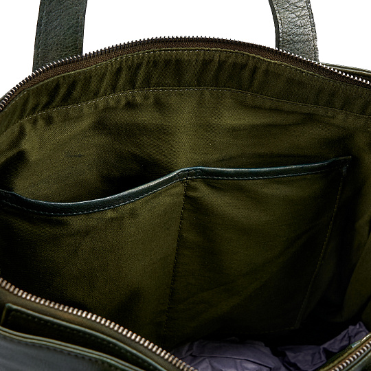 Деловая сумка Dr.Koffer из натуральной кожи зеленая