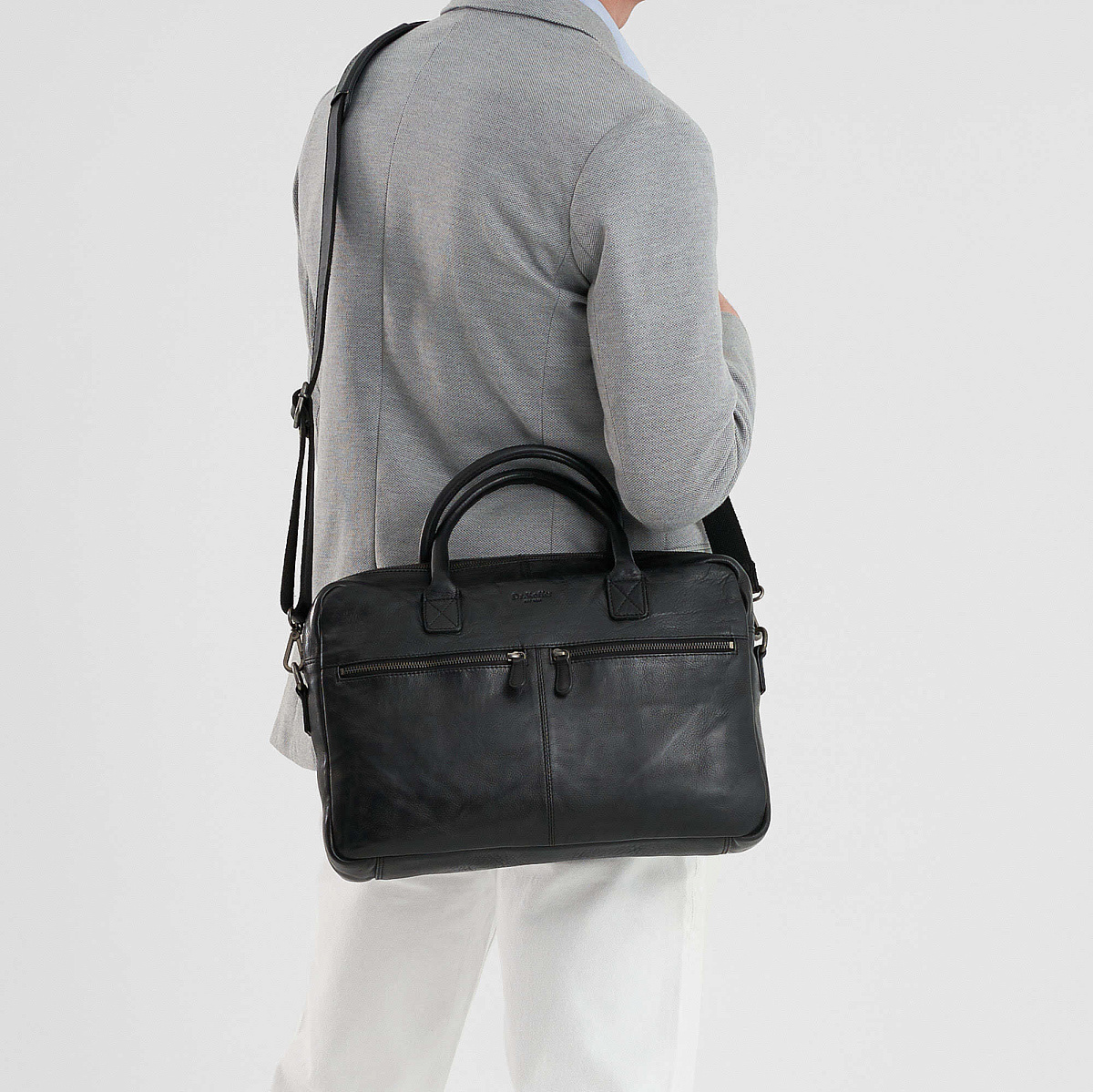 Деловая сумка Dr.Koffer из натуральной кожи черная