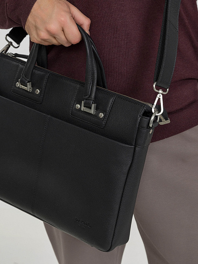 Деловая сумка Dr.Koffer из натуральной кожи черная