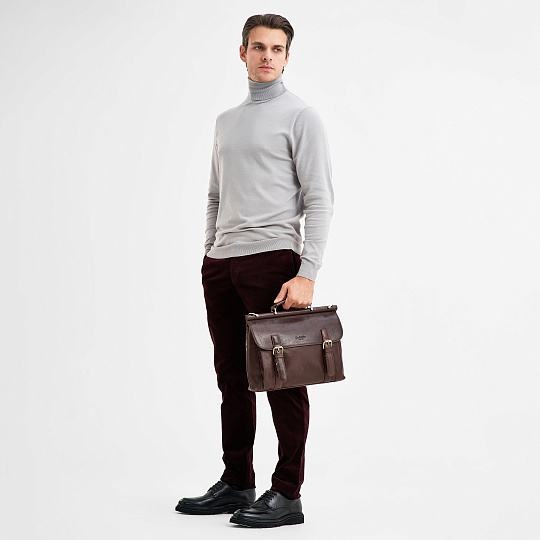 Портфель Dr.Koffer из натуральной кожи темно-коричневый