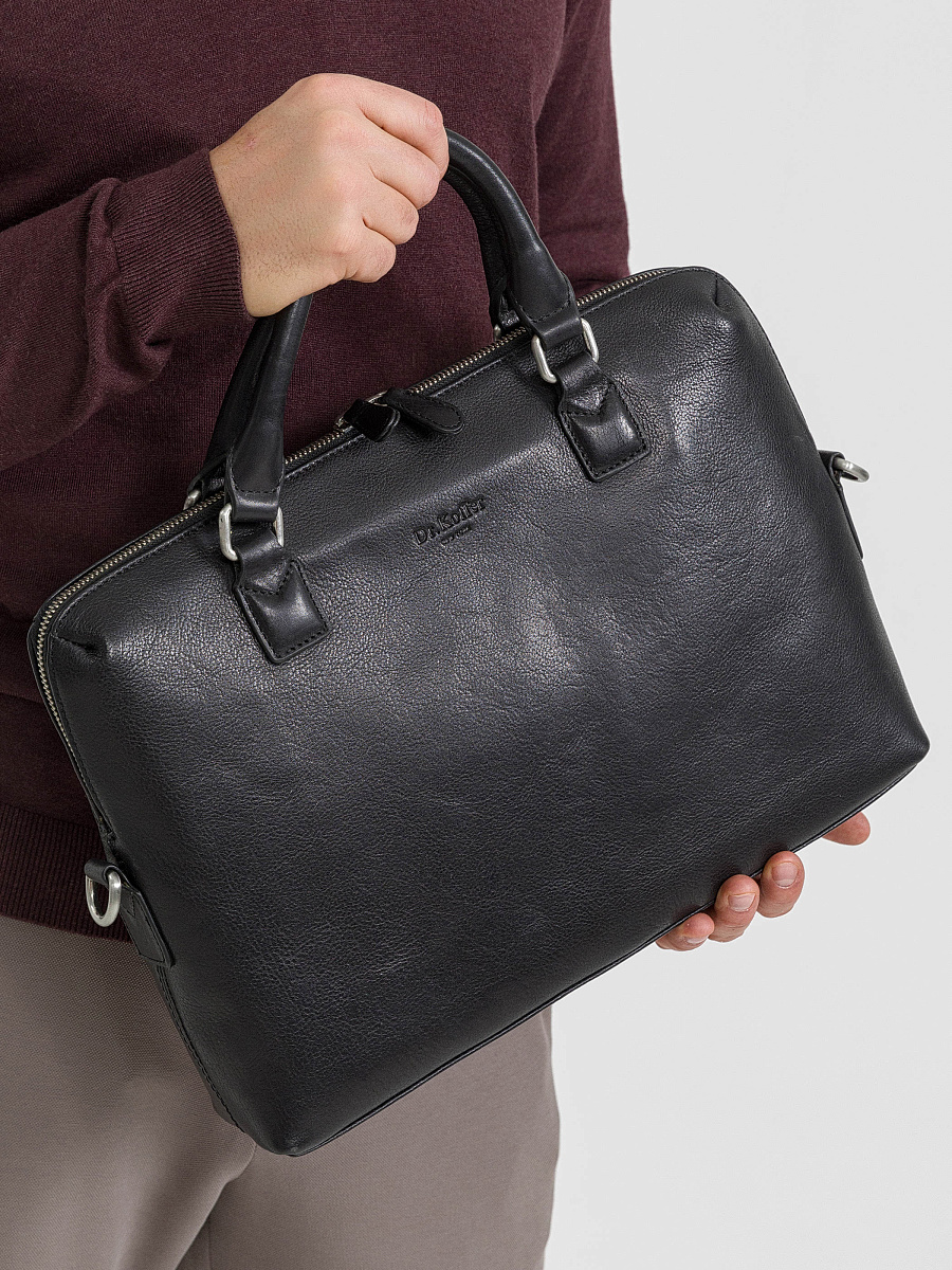 Деловая сумка Dr.Koffer из натуральной кожи черная