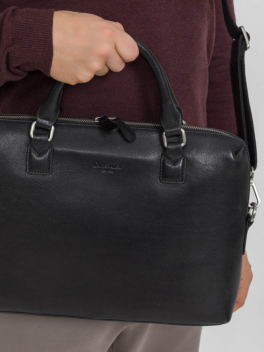 Деловая сумка Dr.Koffer из натуральной кожи черная