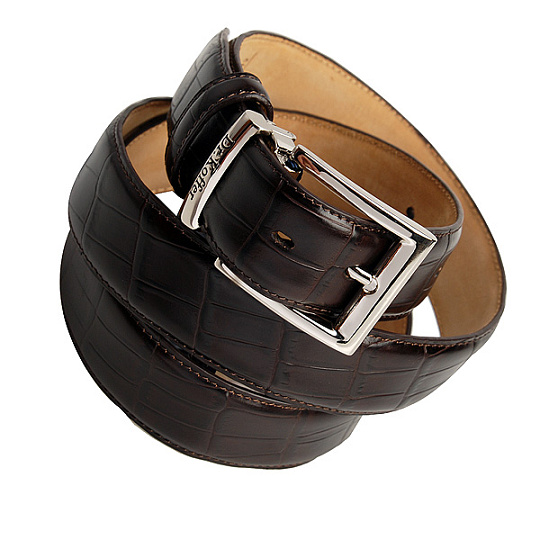 Кожаный ремень с массивной пряжкой и теснением "под крокодила" Dr.Koffer R025B01120-102-09