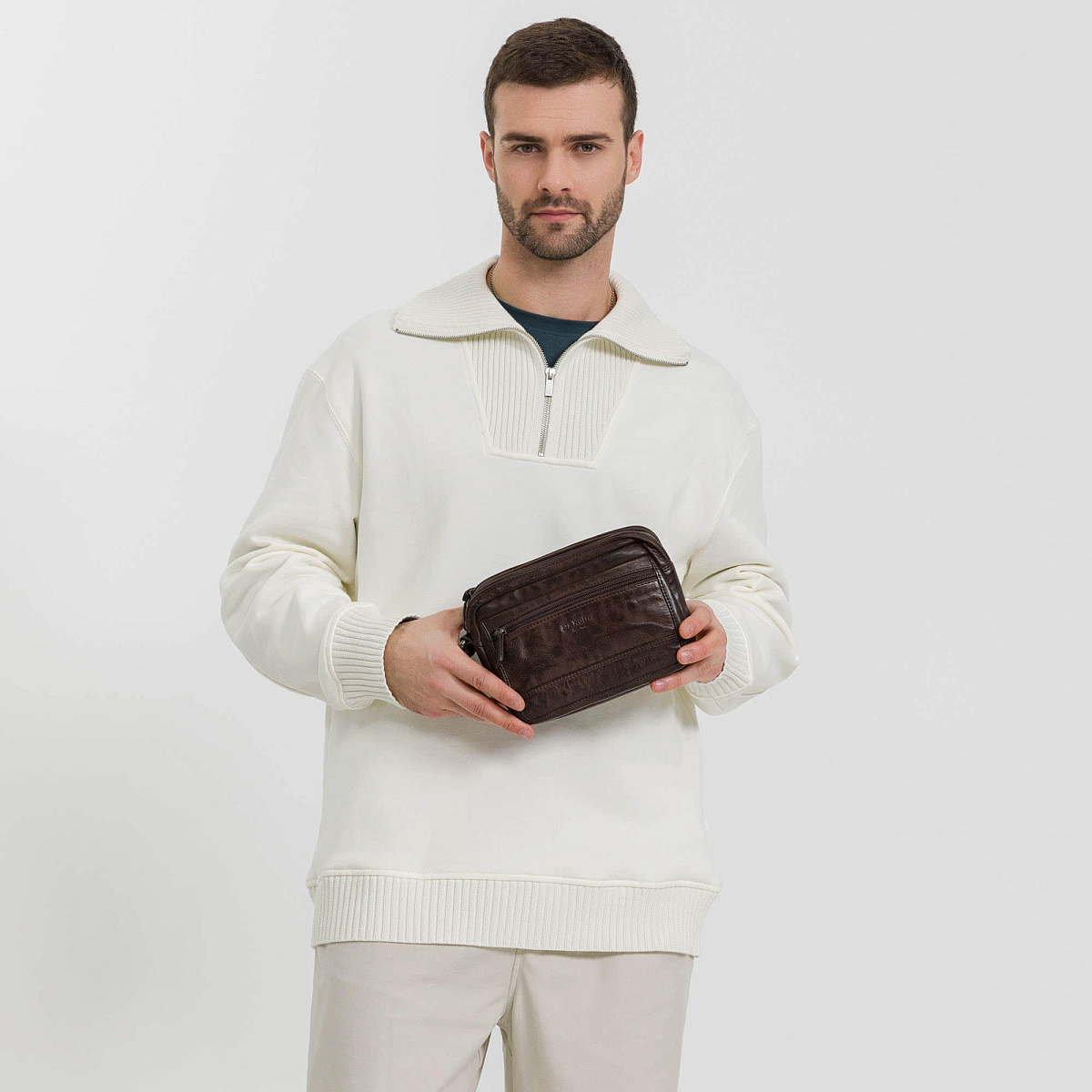 Сумка барсетка из натуральной кожи Dr. Koffer коричневая