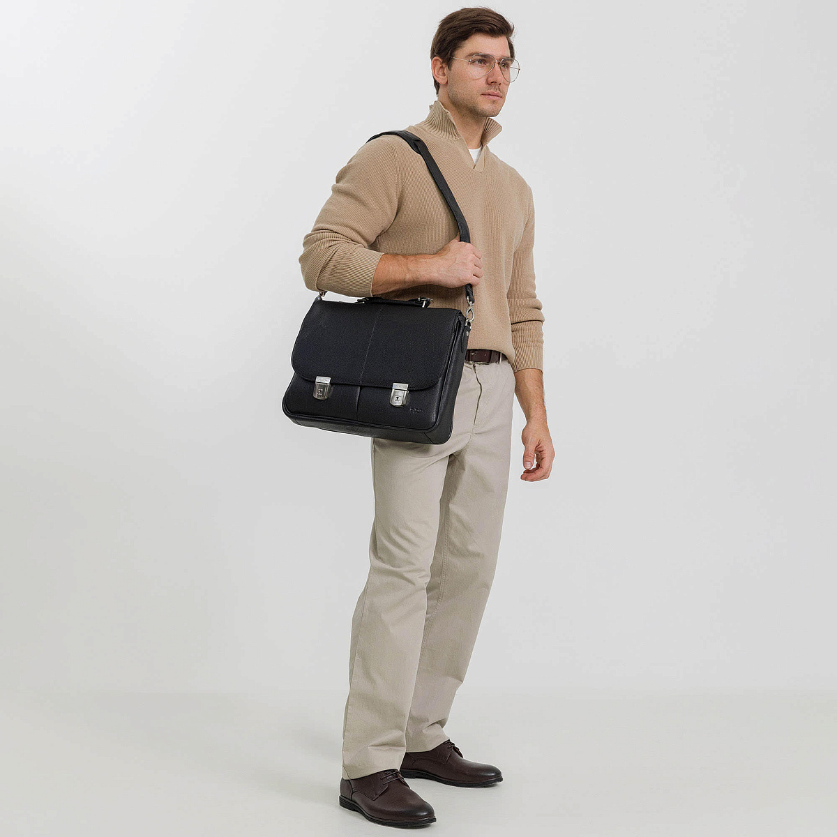 Портфель Dr.Koffer из натуральной кожи черный