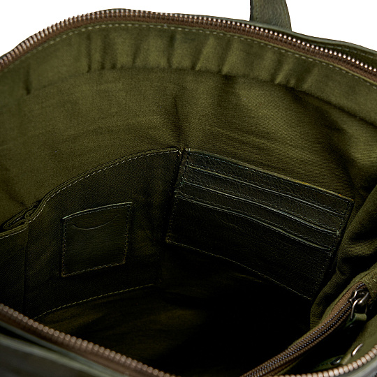 Деловая сумка Dr.Koffer из натуральной кожи зеленая