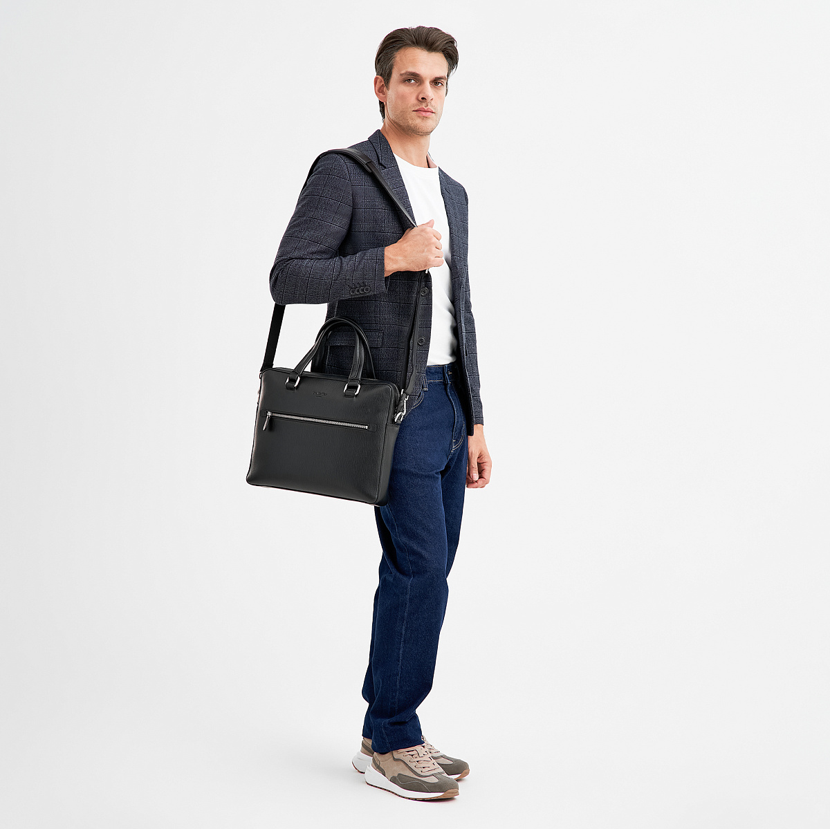 Деловая сумка Dr.Koffer из натуральной кожи черная