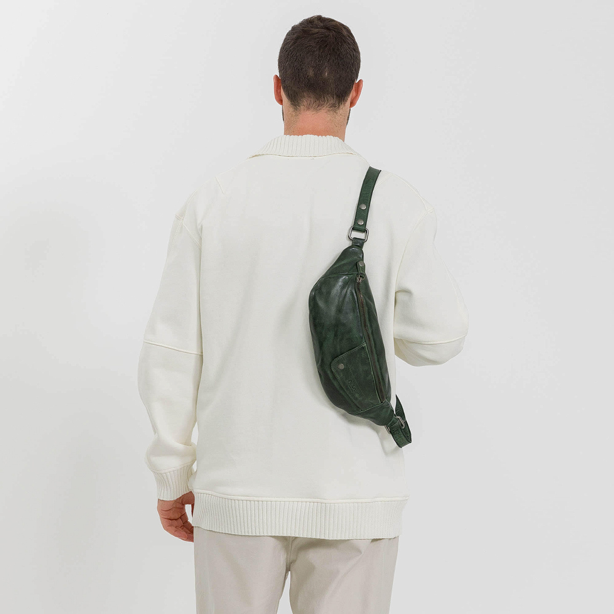 Сумка на пояс Dr. Koffer из натуральной кожи зеленая