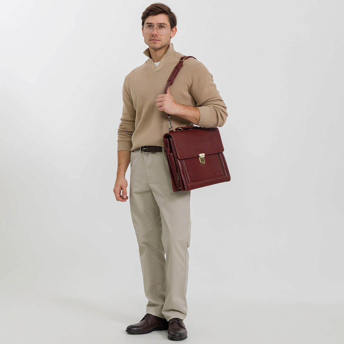 Портфель Dr.Koffer из натуральной кожи светло-коричневый