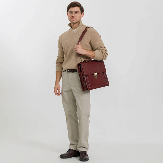 Портфель Dr.Koffer из натуральной кожи светло-коричневый