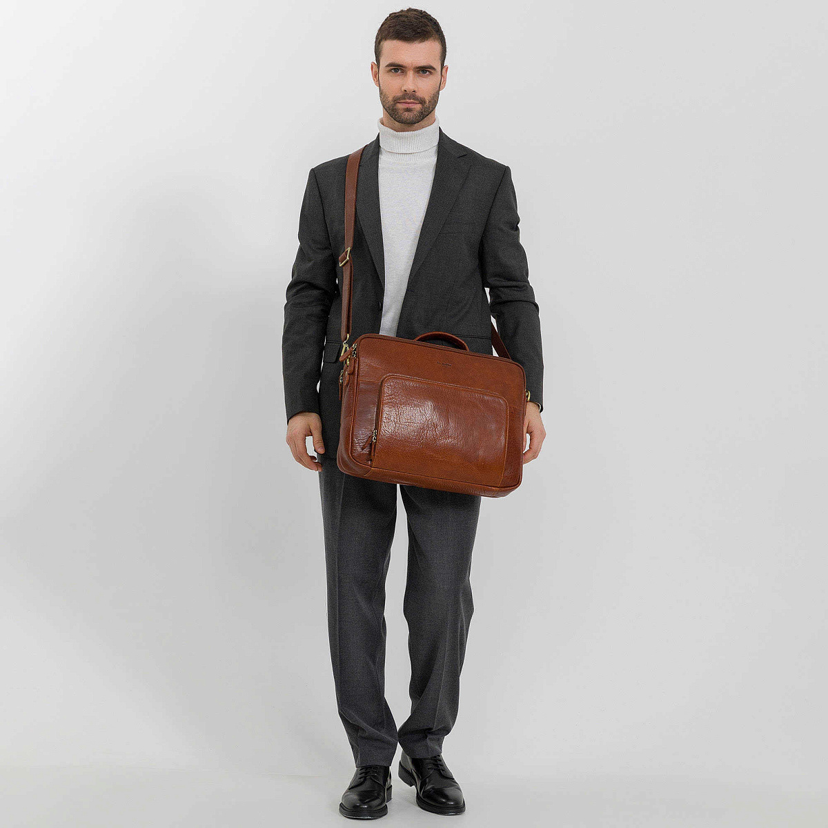 Деловая сумка Dr.Koffer из натуральной кожи коричневая