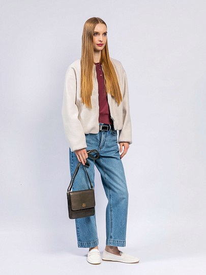 Женская сумка Dr. Koffer из натуральной кожи серая