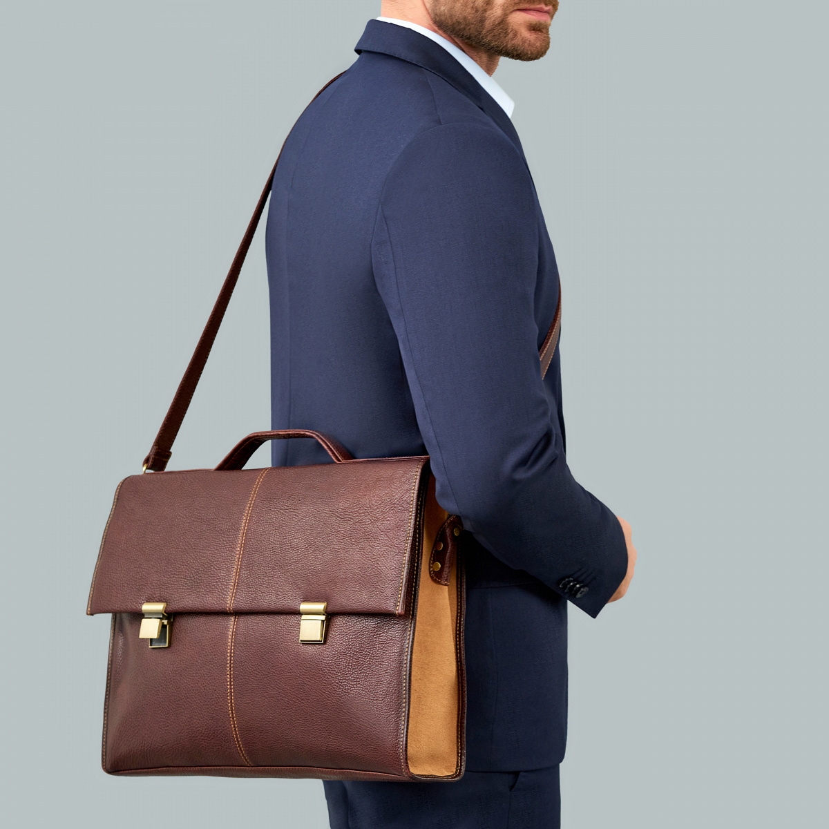 Портфель Dr.Koffer из натуральной кожи темно-коричневый