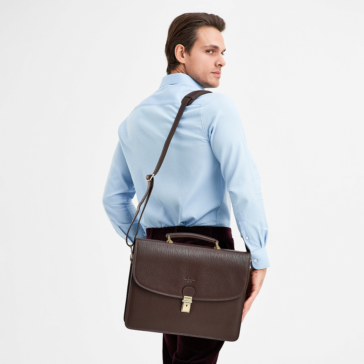 Портфель Dr.Koffer из натуральной кожи темно-коричневый