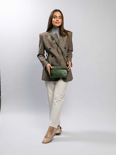 Сумка через плечо Dr.Koffer из натуральной кожи зеленая