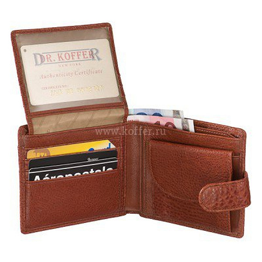 Портмоне Dr.Koffer из натуральной кожи светло-коричневое