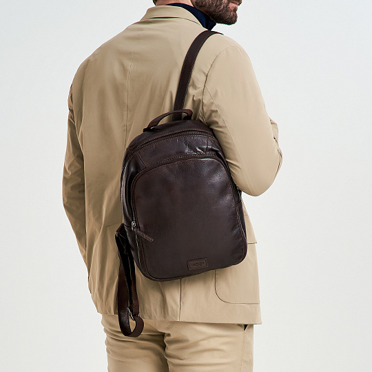 Рюкзак Dr.Koffer из натуральной кожи темно-коричневый