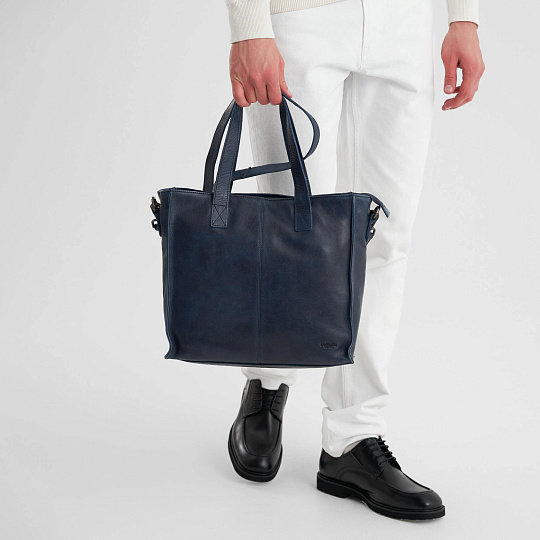 Деловая сумка Dr.Koffer из натуральной кожи синяя