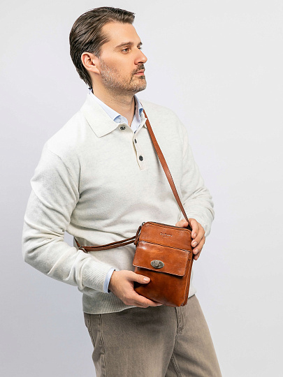 Сумка через плечо Dr.Koffer из натуральной кожи коричневая