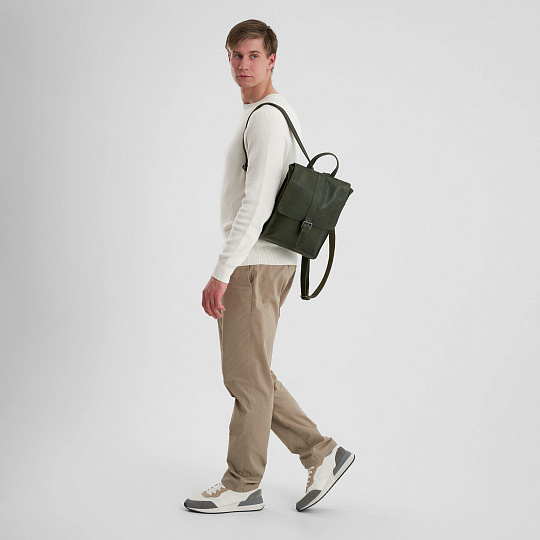 Рюкзак Dr.Koffer из натуральной кожи зеленый