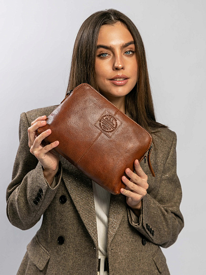 Женская сумка Dr.Koffer из натуральной кожи коричневая