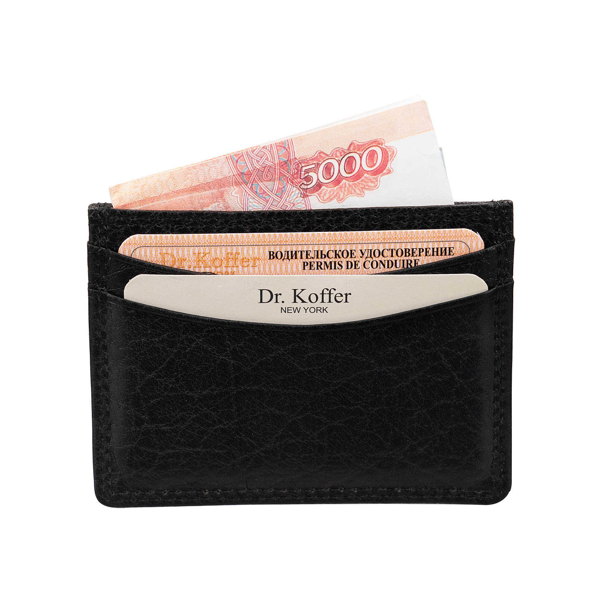 Кредитница Dr.Koffer из натуральной кожи черная