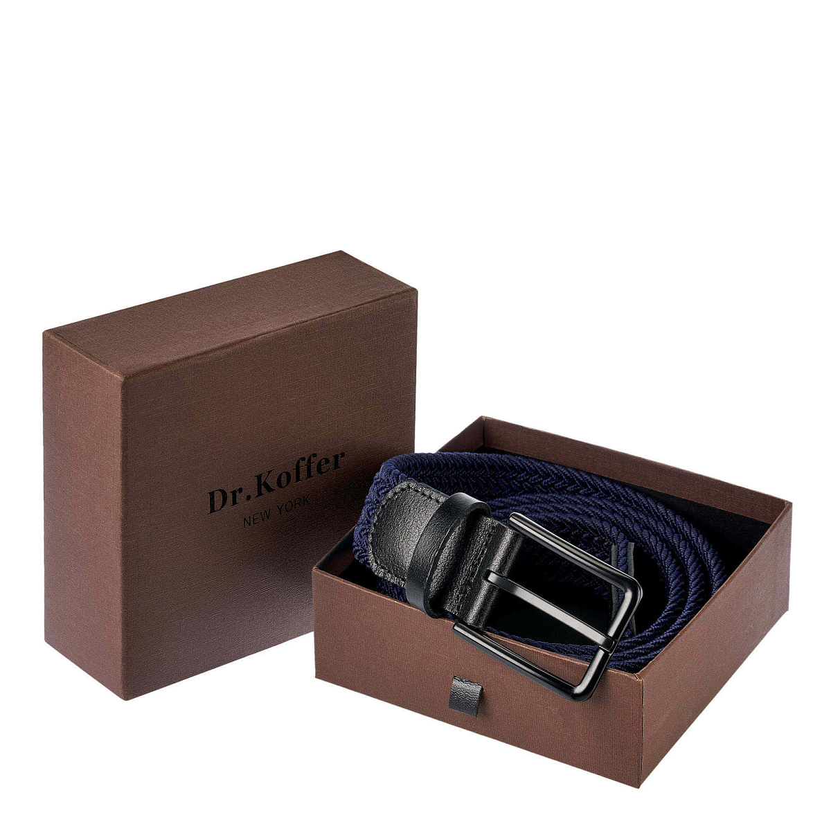 Ремень Dr.Koffer из натуральной кожи и текстиля синий